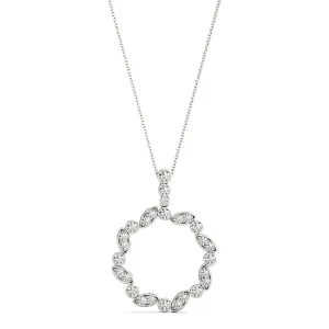 0.50 ctw Diamond Milgrain Circle Necklace Pendant