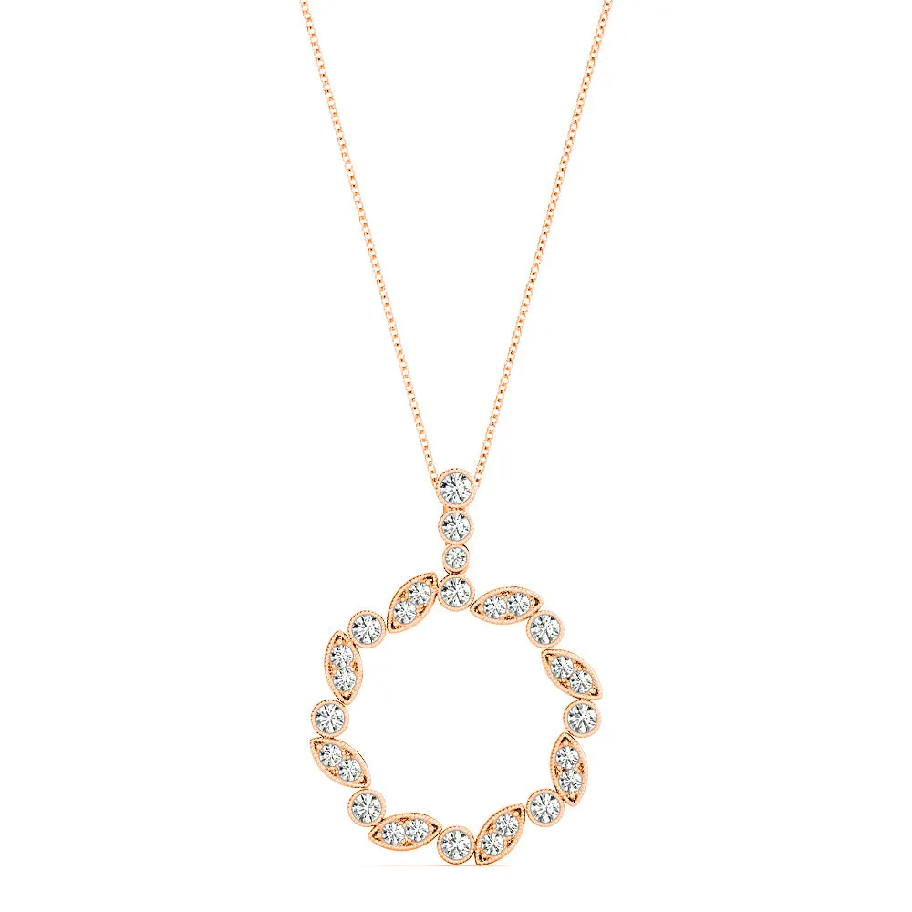0.50 ctw Diamond Milgrain Circle Necklace Pendant