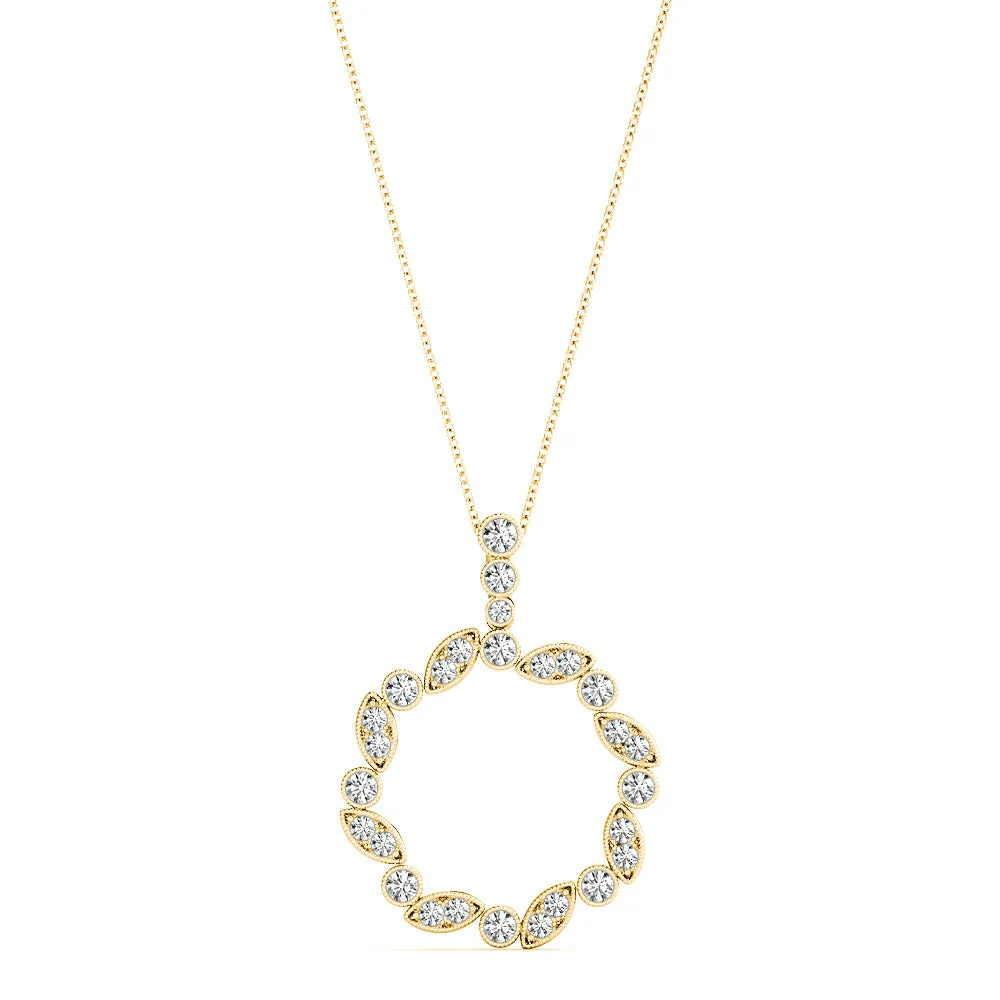0.50 ctw Diamond Milgrain Circle Necklace Pendant