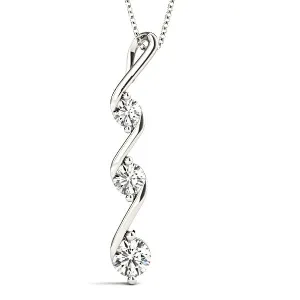 0.50 ctw Graduated Diamond Three Stone Necklace Pendant