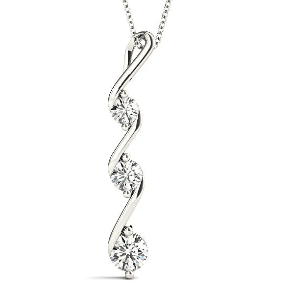 0.50 ctw Graduated Diamond Three Stone Necklace Pendant