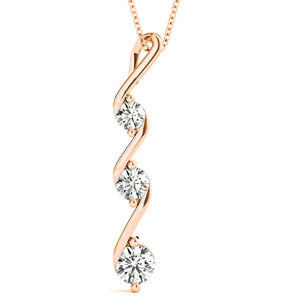 0.50 ctw Graduated Diamond Three Stone Necklace Pendant