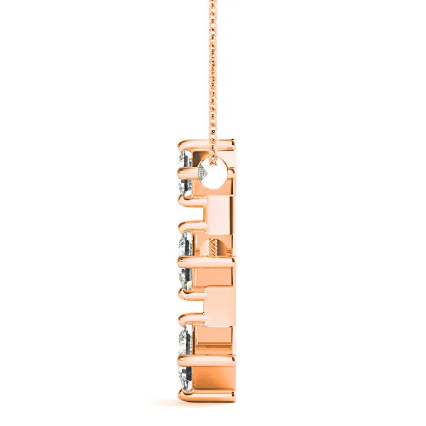0.50 ctw Graduated Princess Cut Diamond Three Stone Necklace Pendant
