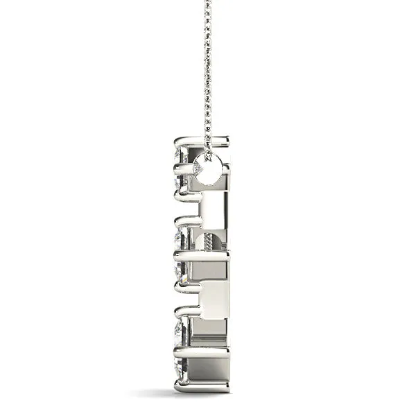 0.50 ctw Graduated Princess Cut Diamond Three Stone Necklace Pendant