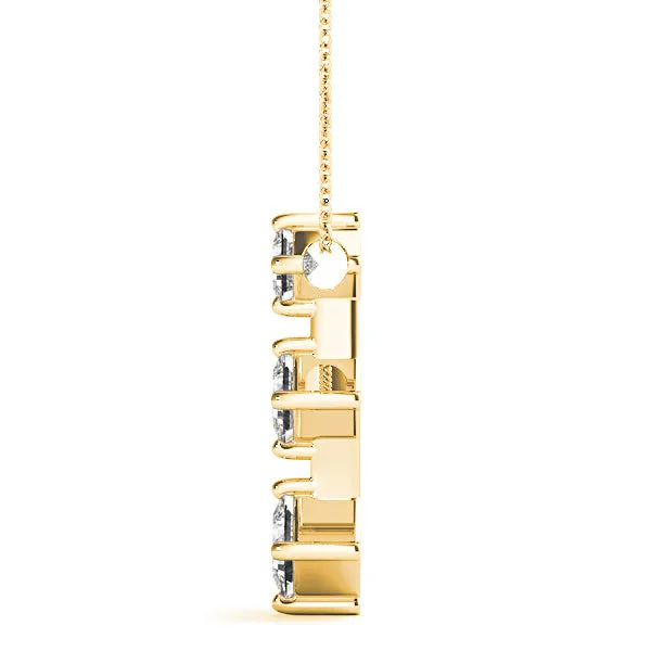 0.50 ctw Graduated Princess Cut Diamond Three Stone Necklace Pendant