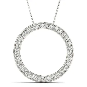 1.00 ctw Diamond Circle Necklace Pendant Pave in Channel Set