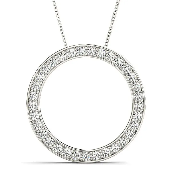 1.00 ctw Diamond Circle Necklace Pendant Pave in Channel Set