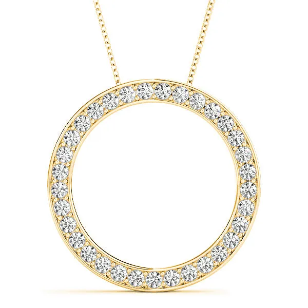 1.00 ctw Diamond Circle Necklace Pendant Pave in Channel Set