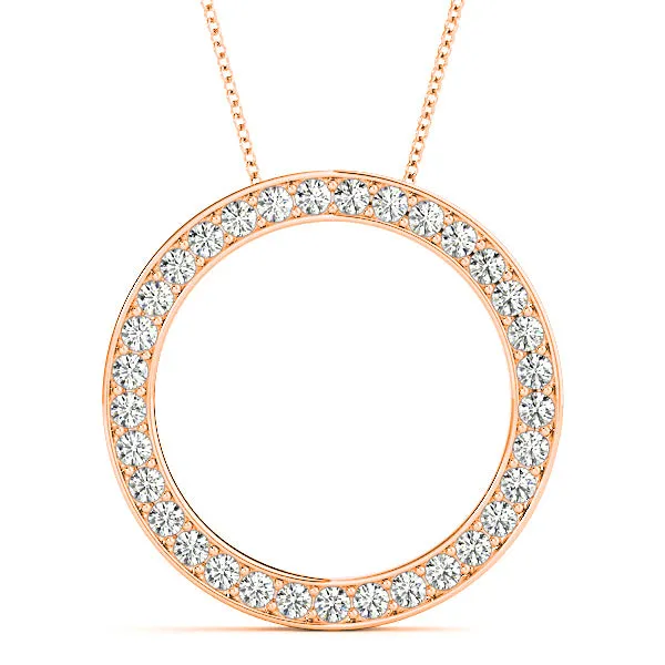 1.00 ctw Diamond Circle Necklace Pendant Pave in Channel Set
