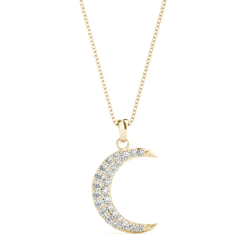 14K Diamond Necklace / Pendant Moon Drop