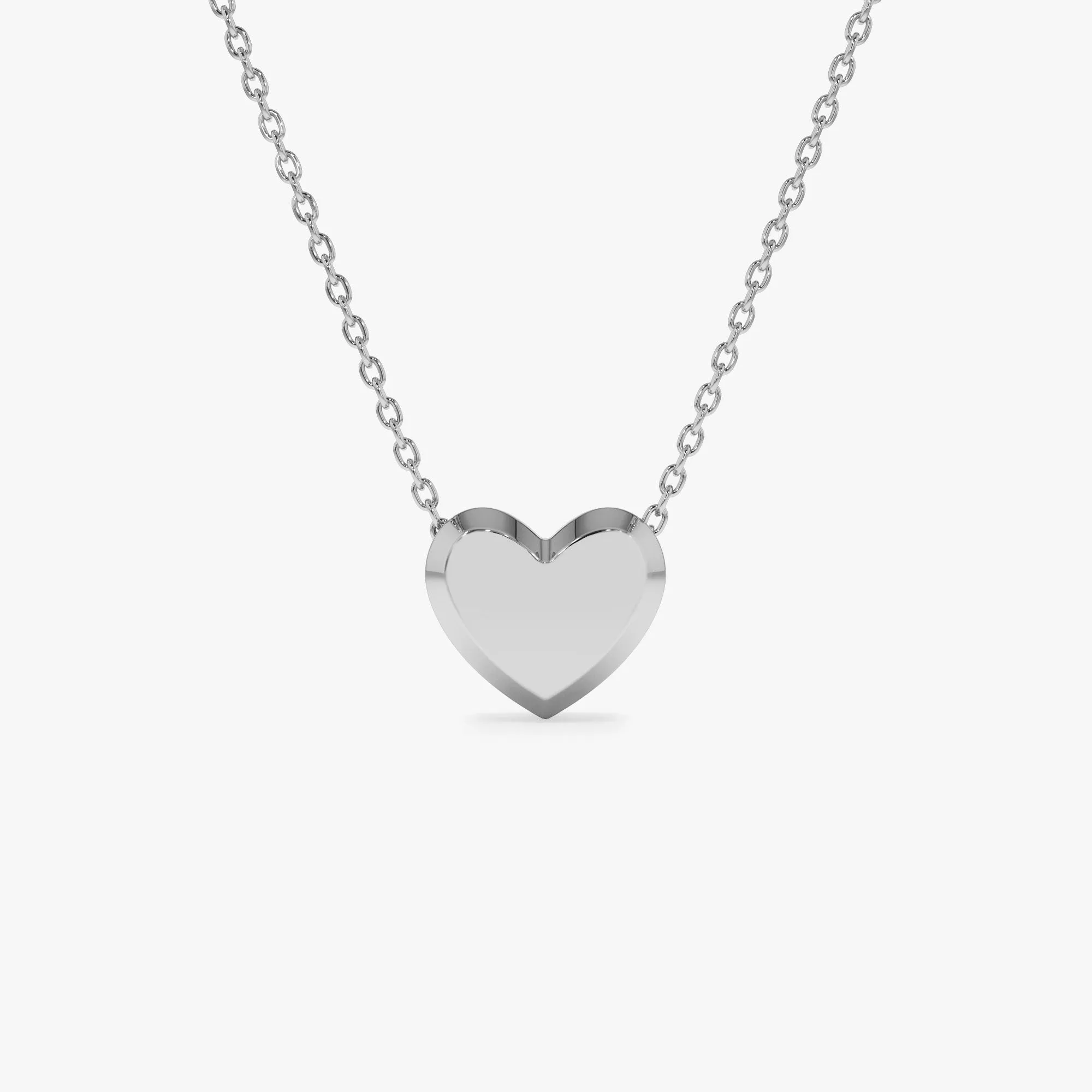 14k Puffed Heart Slider Necklace