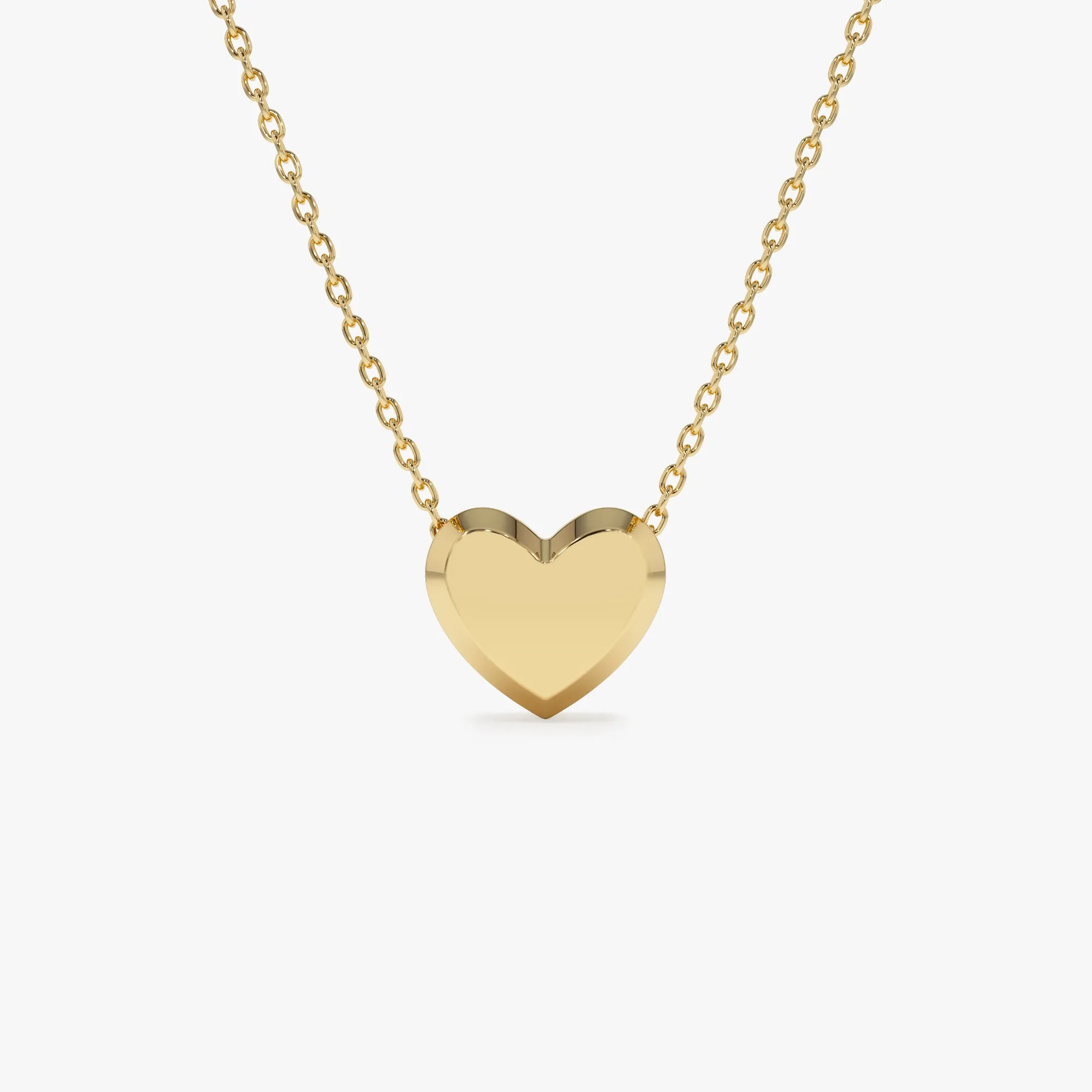 14k Puffed Heart Slider Necklace