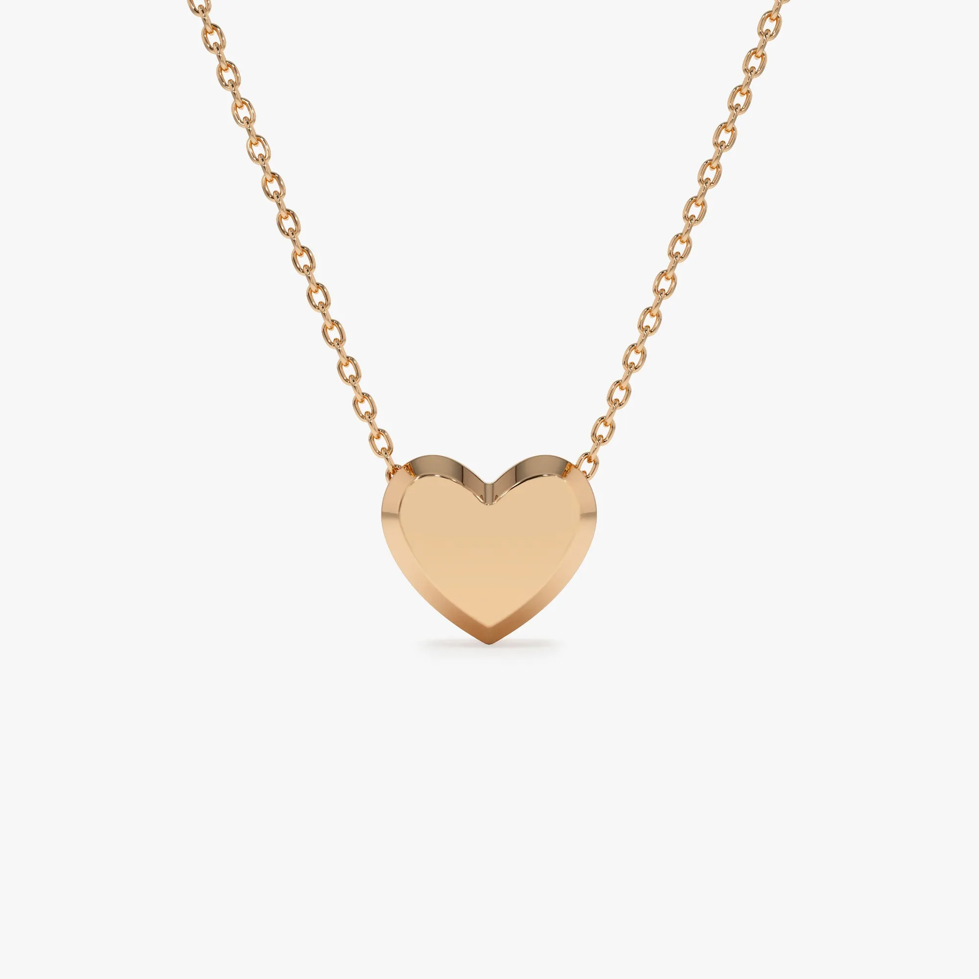 14k Puffed Heart Slider Necklace