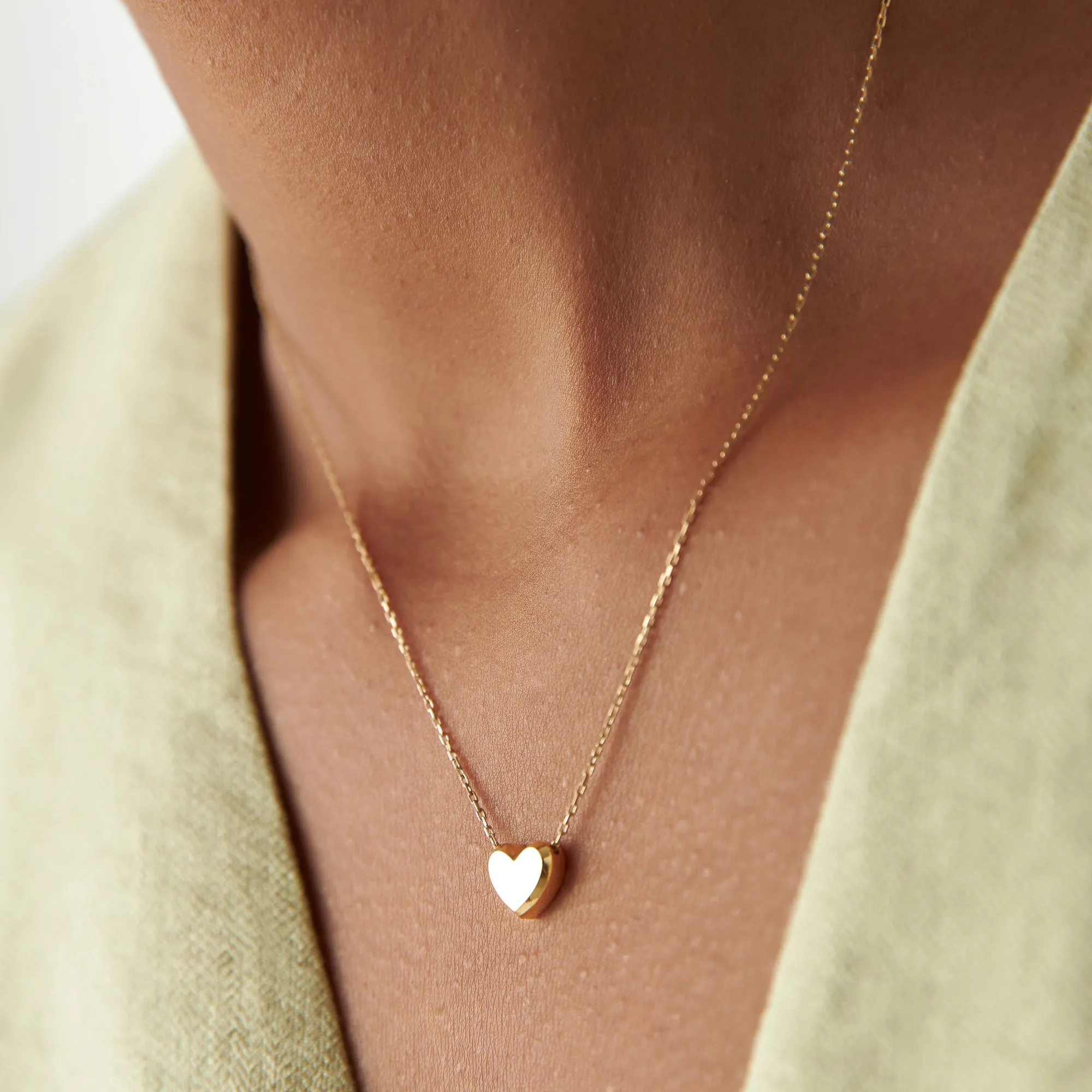 14k Puffed Heart Slider Necklace