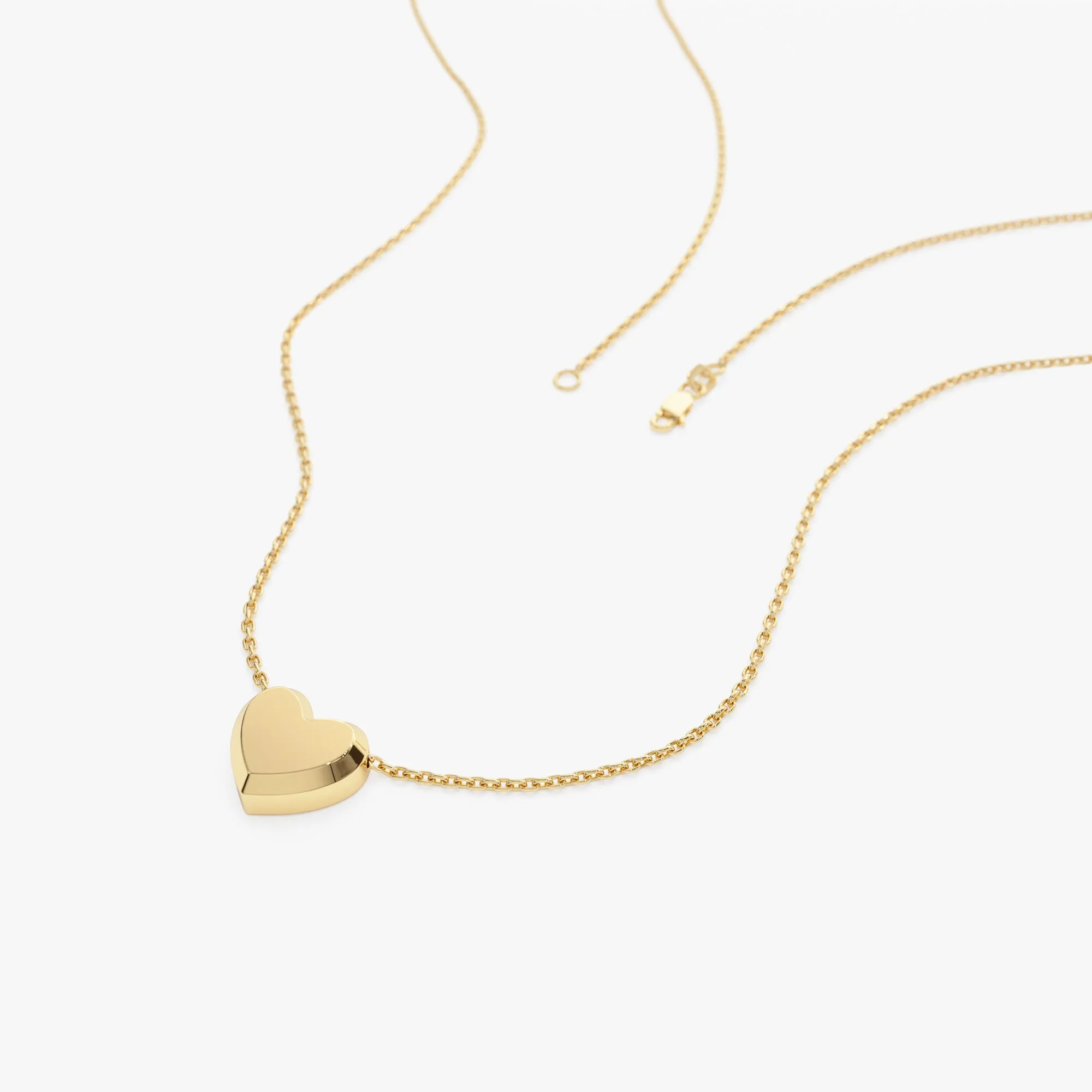 14k Puffed Heart Slider Necklace