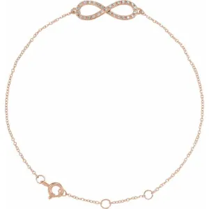14K Rose Gold 1/6 CTW Natural Diamond Infinity-Inspired 7-8" Bracelet
