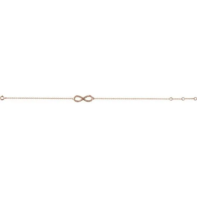 14K Rose Gold 1/6 CTW Natural Diamond Infinity-Inspired 7-8" Bracelet