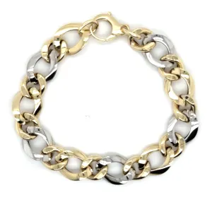 14K Two Tone God Chunky Twist Link Bracelet