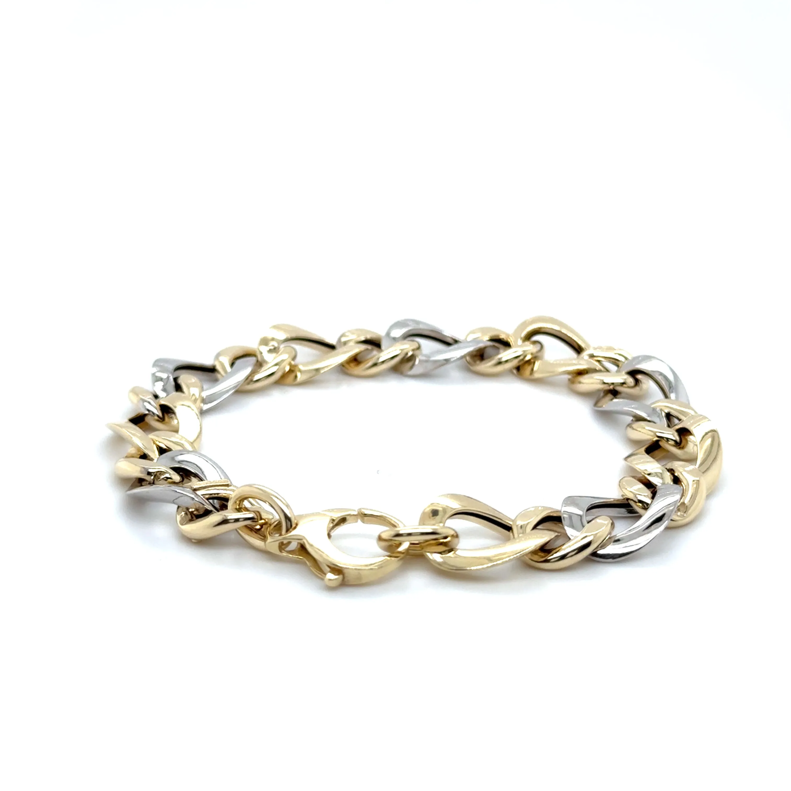 14K Two Tone God Chunky Twist Link Bracelet
