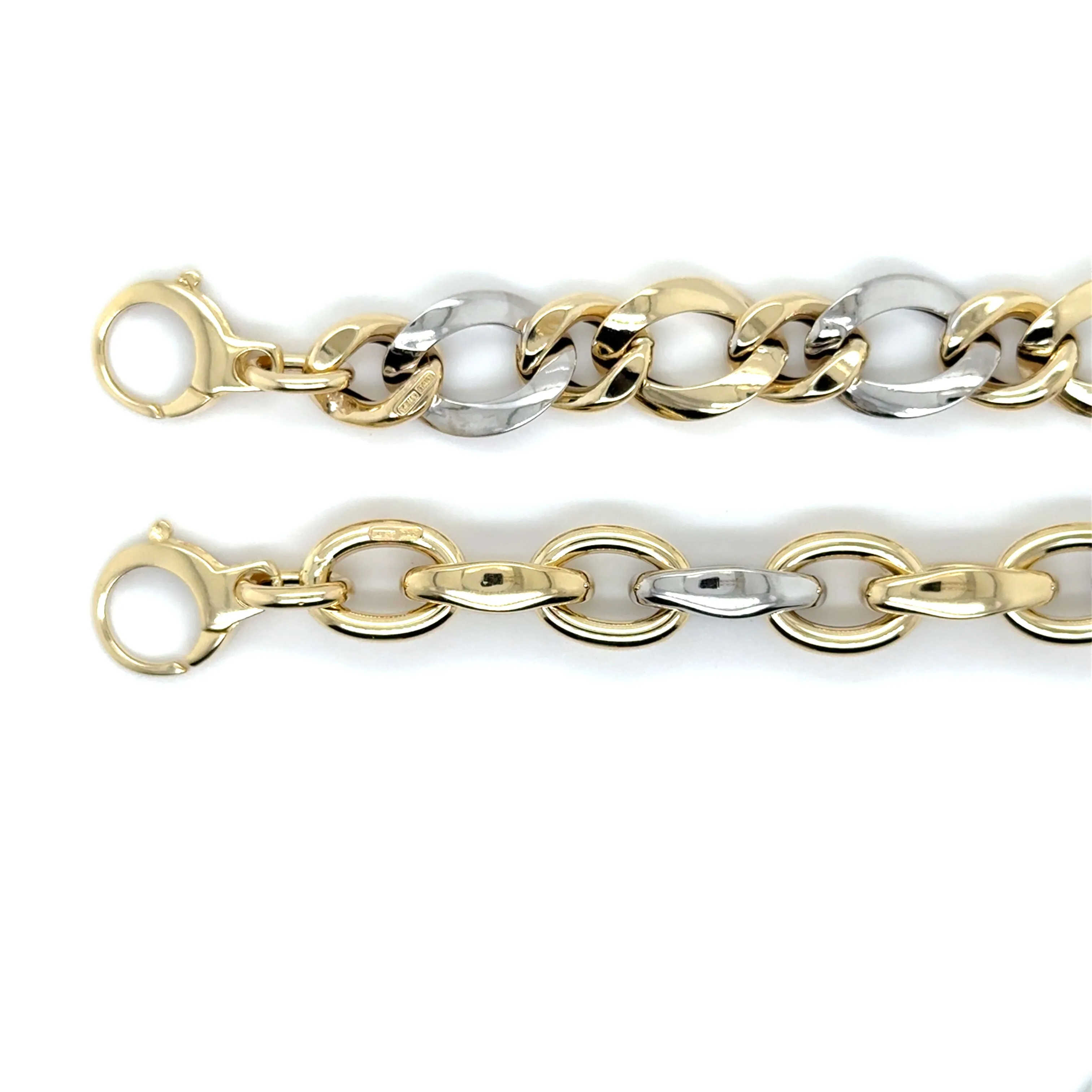 14K Two Tone God Chunky Twist Link Bracelet