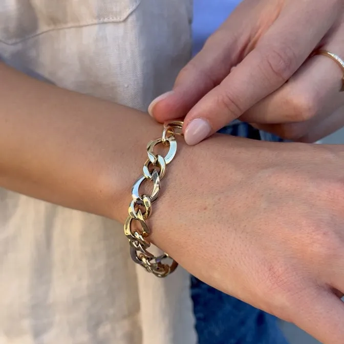 14K Two Tone God Chunky Twist Link Bracelet