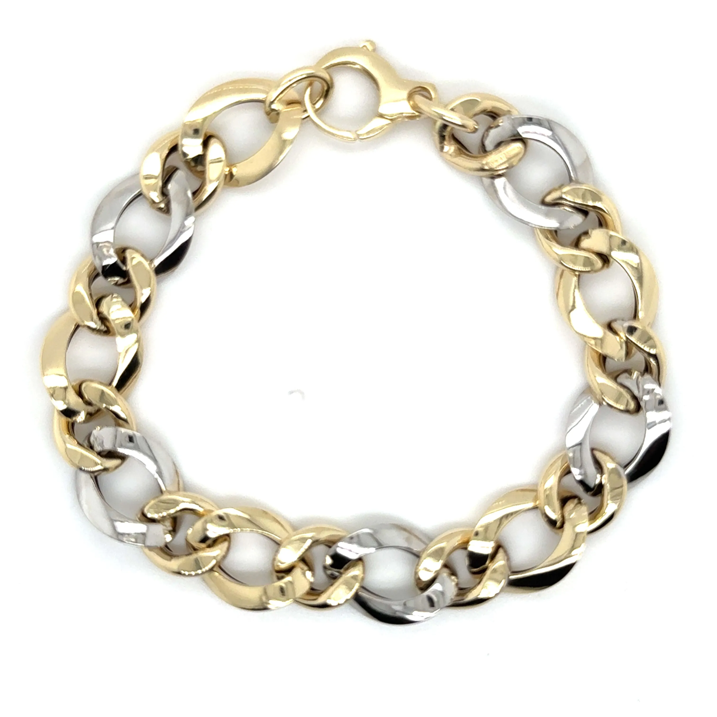 14K Two Tone God Chunky Twist Link Bracelet