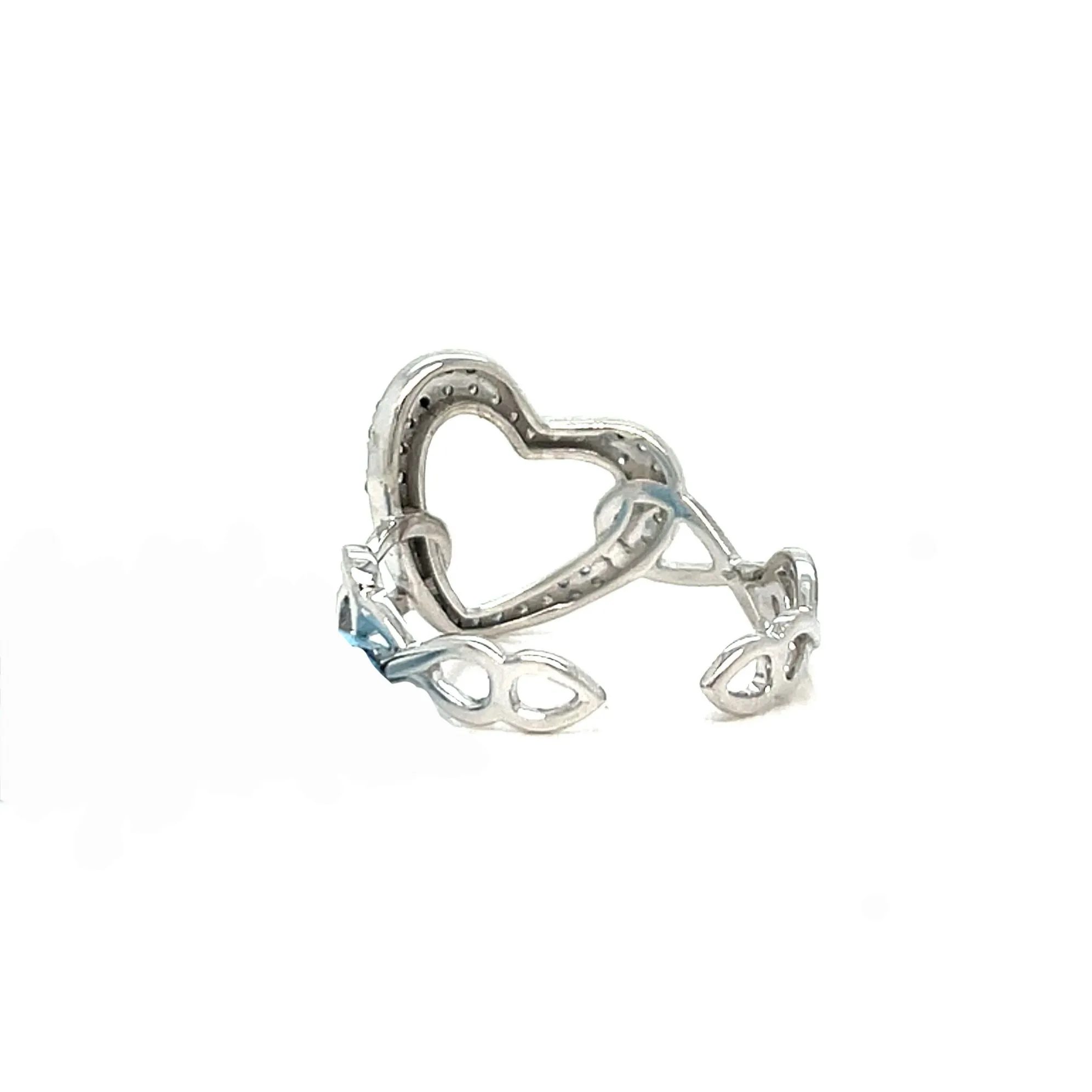 14k White Gold 0.17ct Diamonds Heart infinity adjustable Ring - RG044190