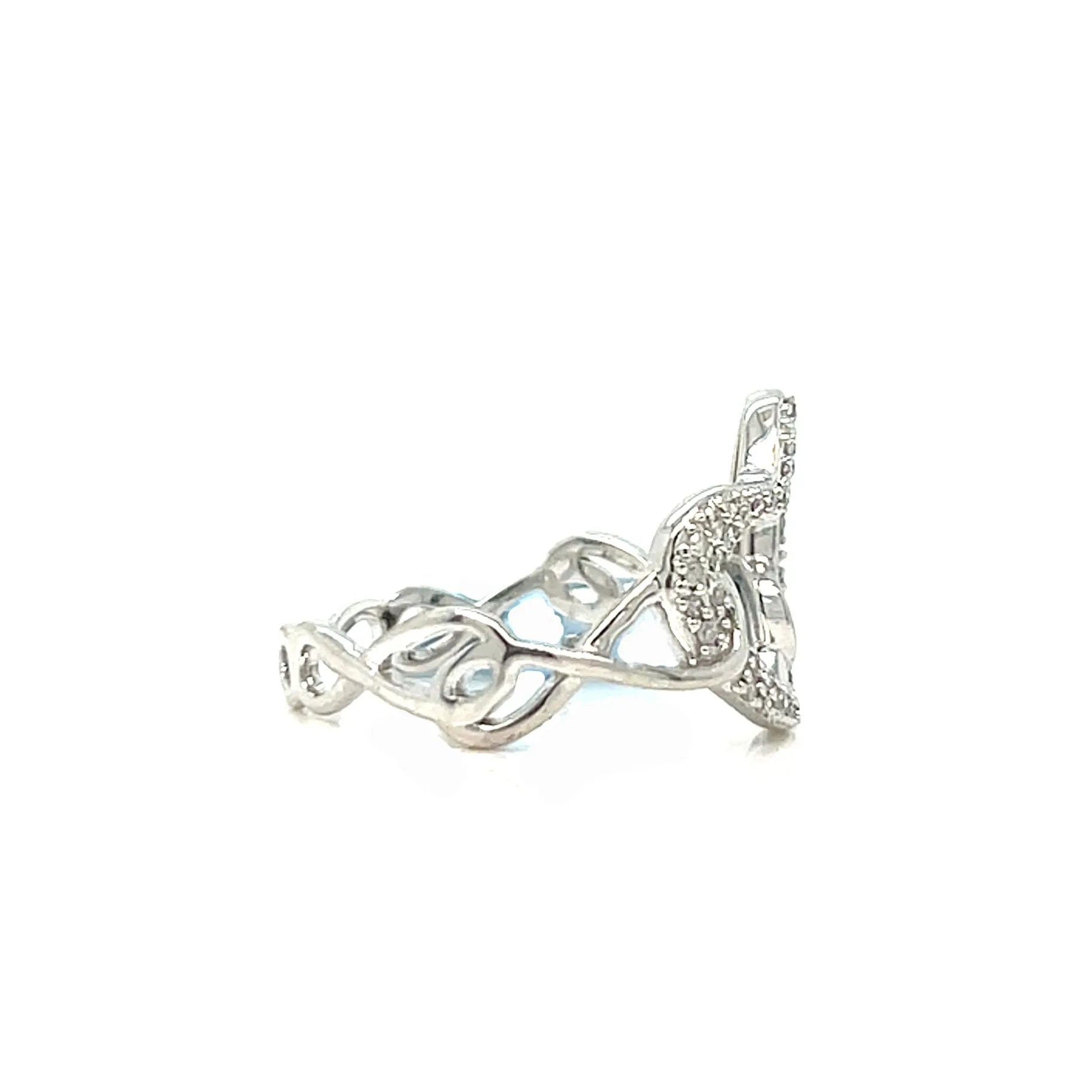 14k White Gold 0.17ct Diamonds Heart infinity adjustable Ring - RG044190