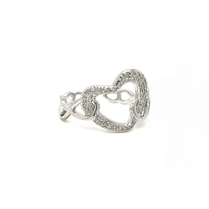 14k White Gold 0.17ct Diamonds Heart infinity adjustable Ring - RG044190