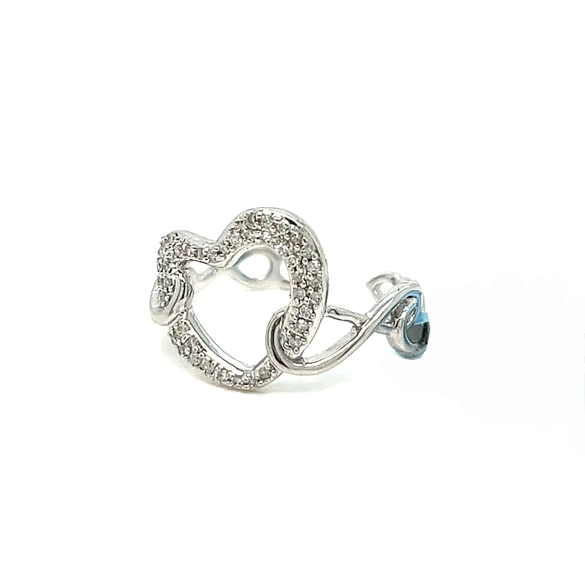 14k White Gold 0.17ct Diamonds Heart infinity adjustable Ring - RG044190