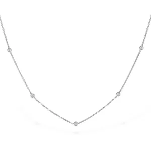 14K White Gold 0.50cttw. Diamond Double Sided 9 Station Necklace