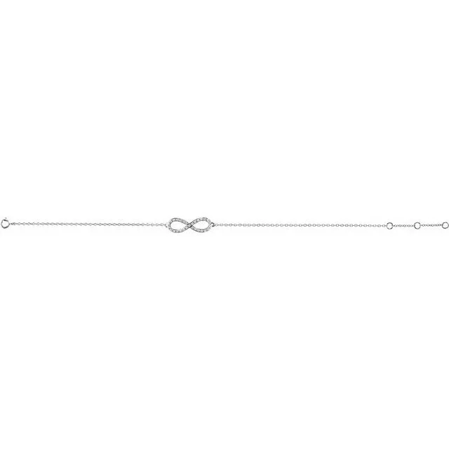 14K White Gold 1/6 CTW Natural Diamond Infinity-Inspired 7-8" Bracelet