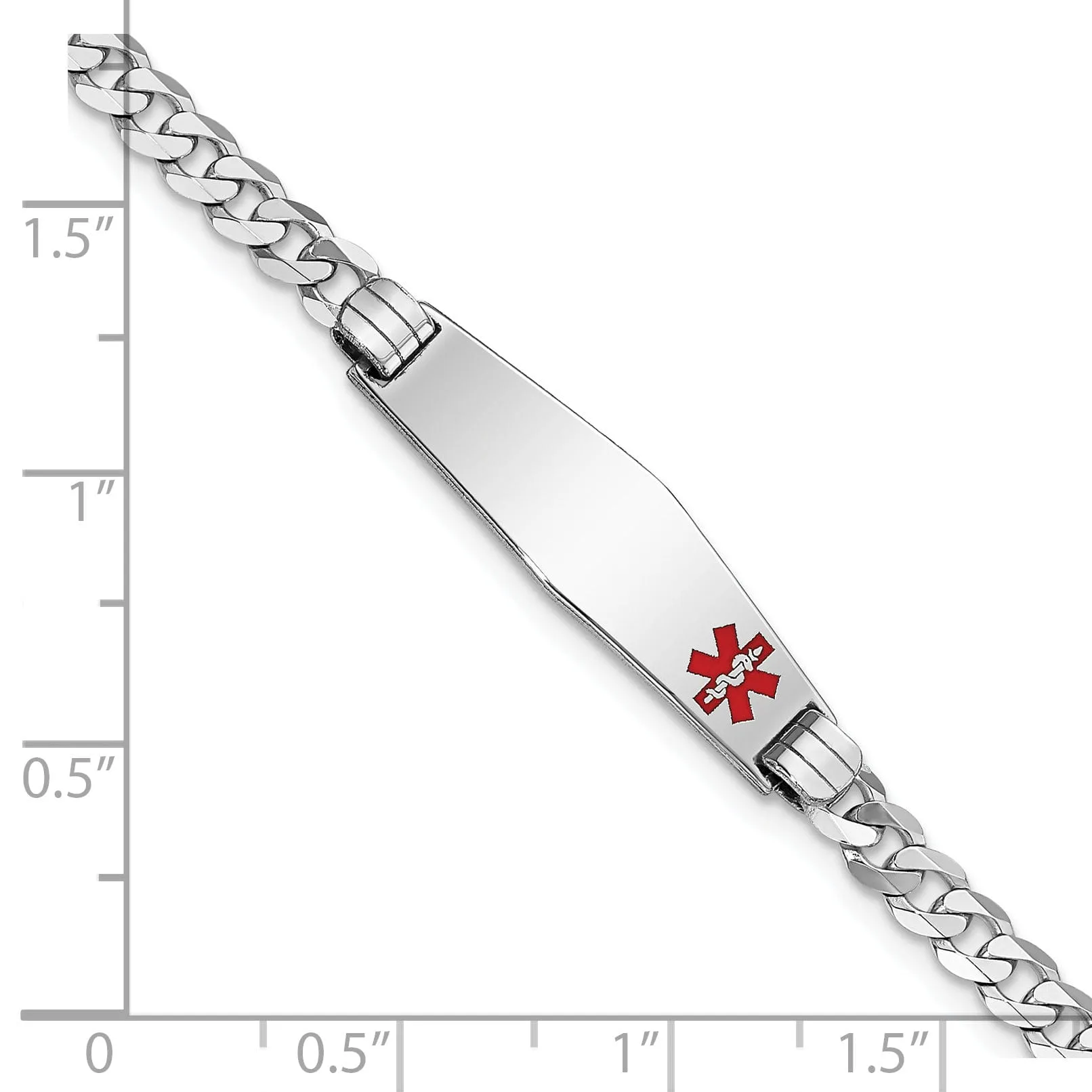 14K White Gold Curb Link Medical ID Bracelet