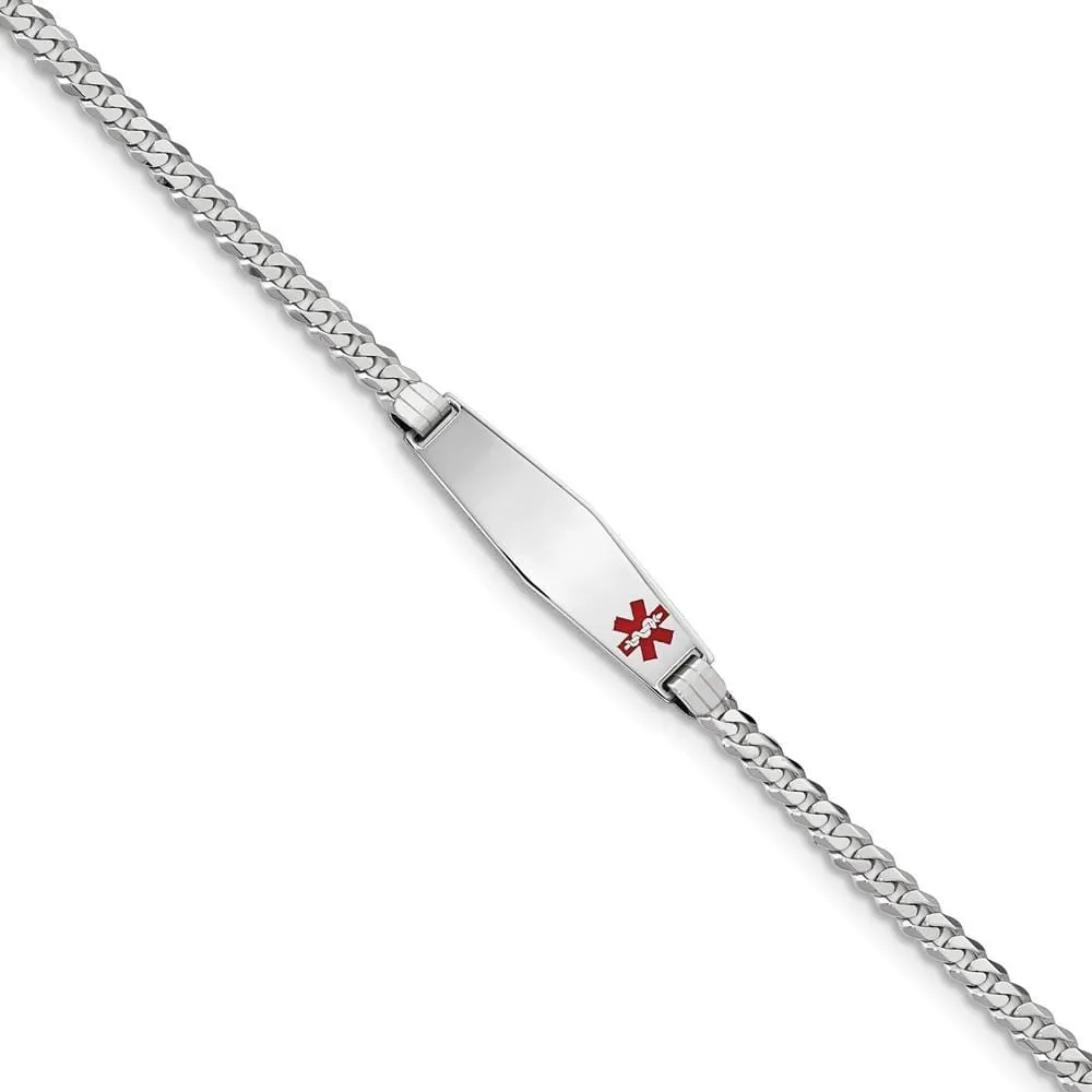 14K White Gold Curb Link Medical ID Bracelet