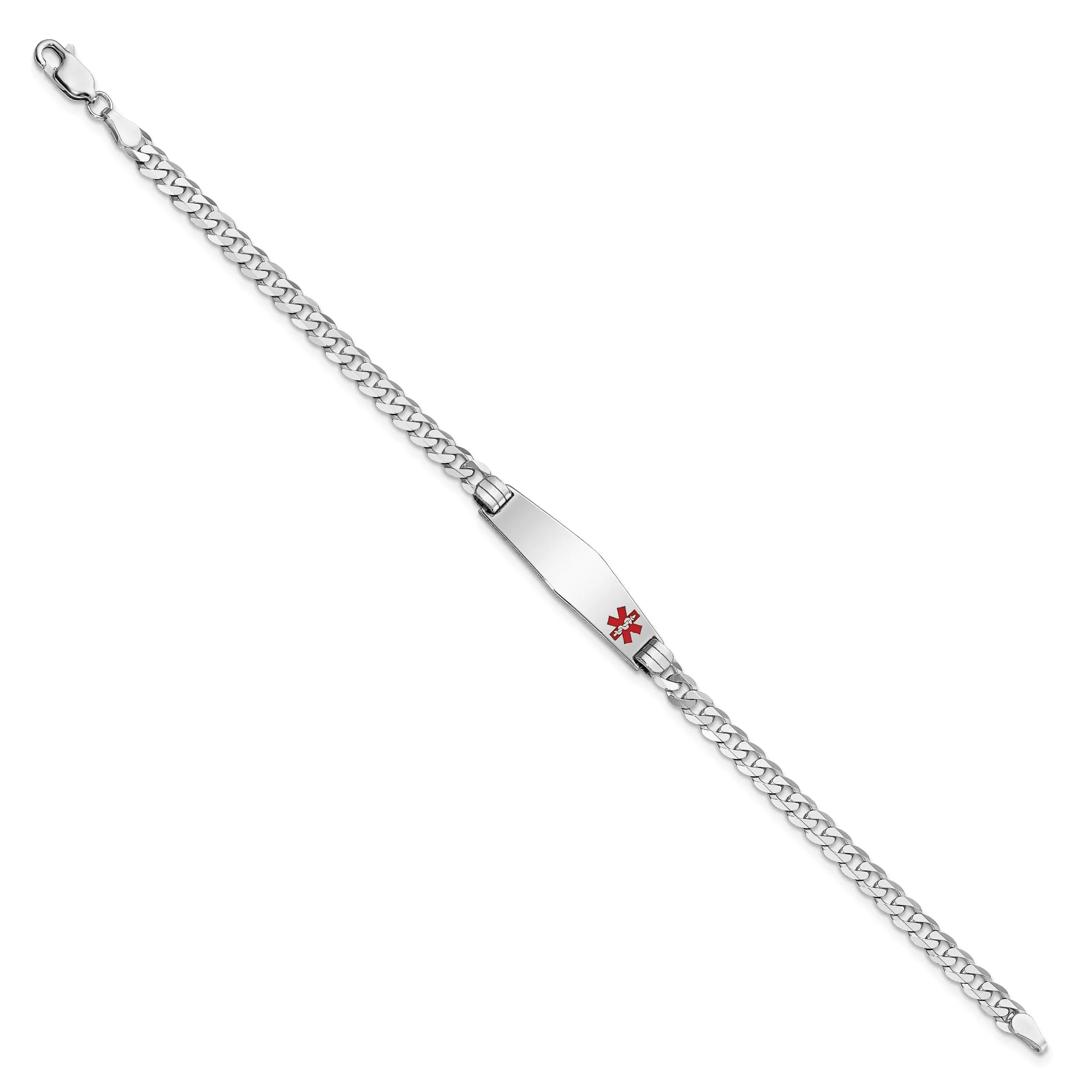 14K White Gold Curb Link Medical ID Bracelet