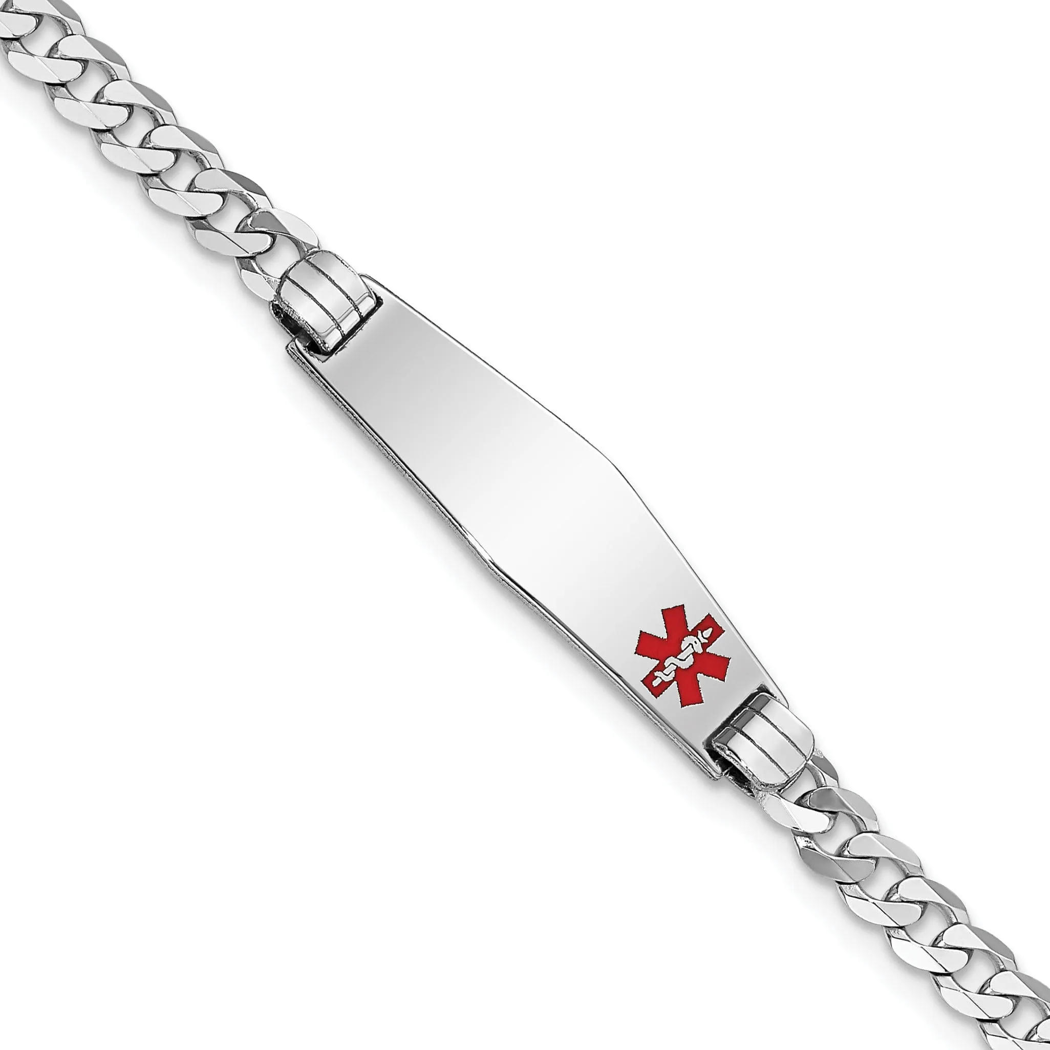 14K White Gold Curb Link Medical ID Bracelet