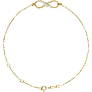 14K Yellow Gold 1/8 CTW Natural Diamond Infinity 6 1/2-7 1/2" Bracelet
