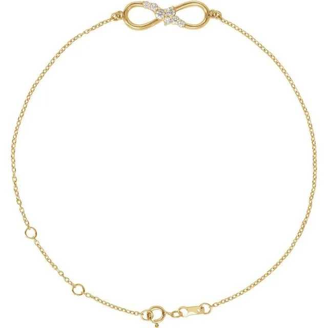 14K Yellow Gold 1/8 CTW Natural Diamond Infinity 6 1/2-7 1/2" Bracelet