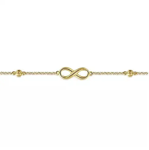 14K Yellow Gold Bujukan Infinity Station 7 inch Bracelet