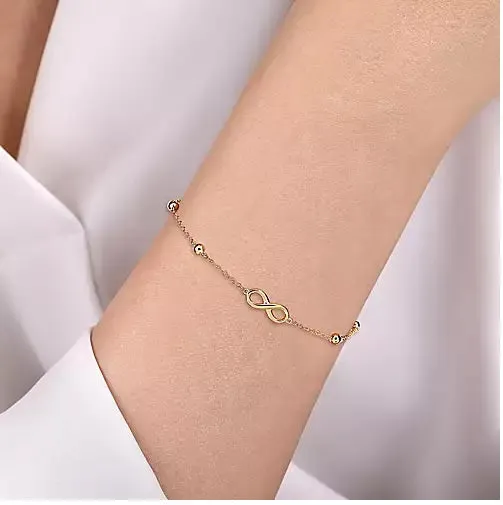 14K Yellow Gold Bujukan Infinity Station 7 inch Bracelet