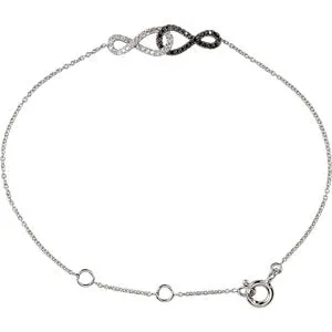 1/5 CTW Black & White Diamond Infinity-Inspired 5.75 - 6.75" Bracelet
