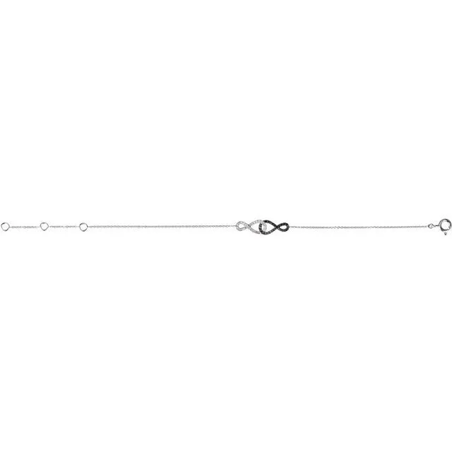 1/5 CTW Natural Black & White Diamond Infinity-Inspired 5.75 - 6.75" Bracelet