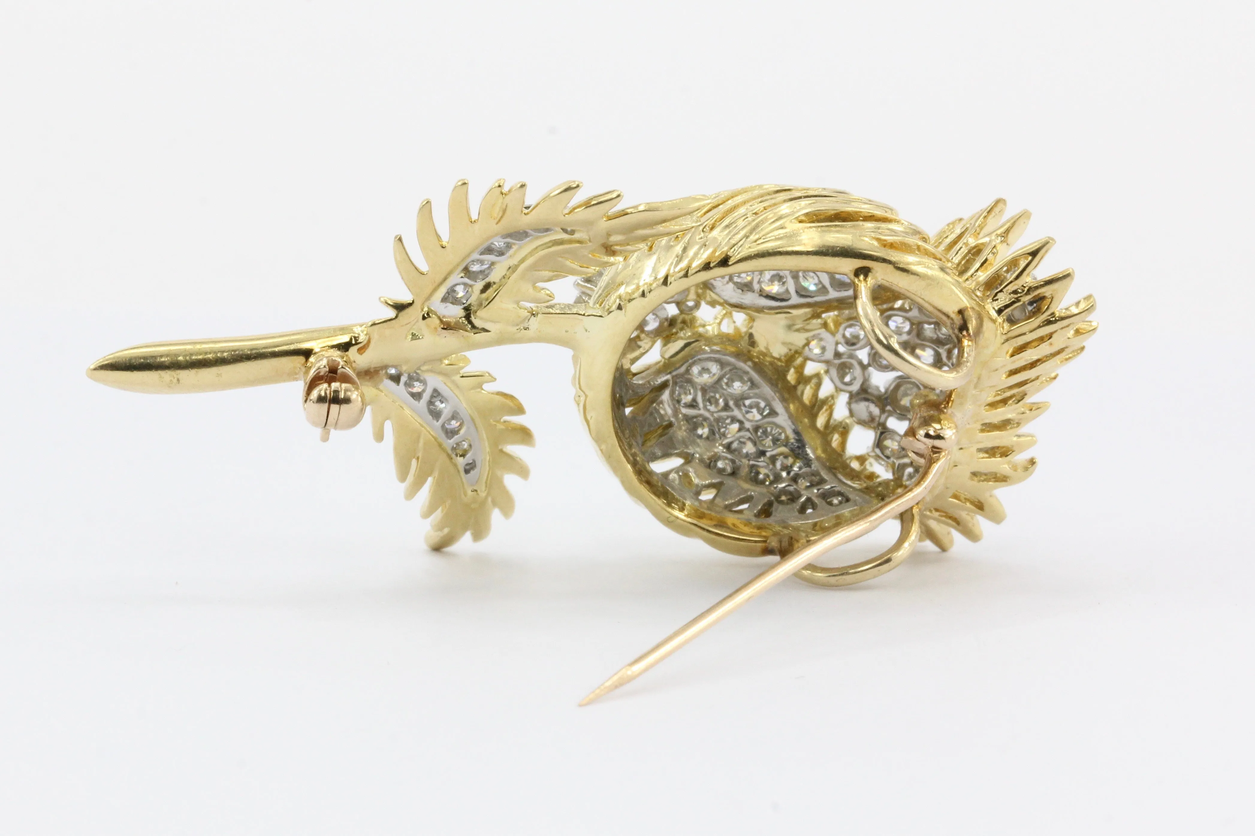 18K Gold & Platinum Diamond Flowering Thistle Pendant / Brooch