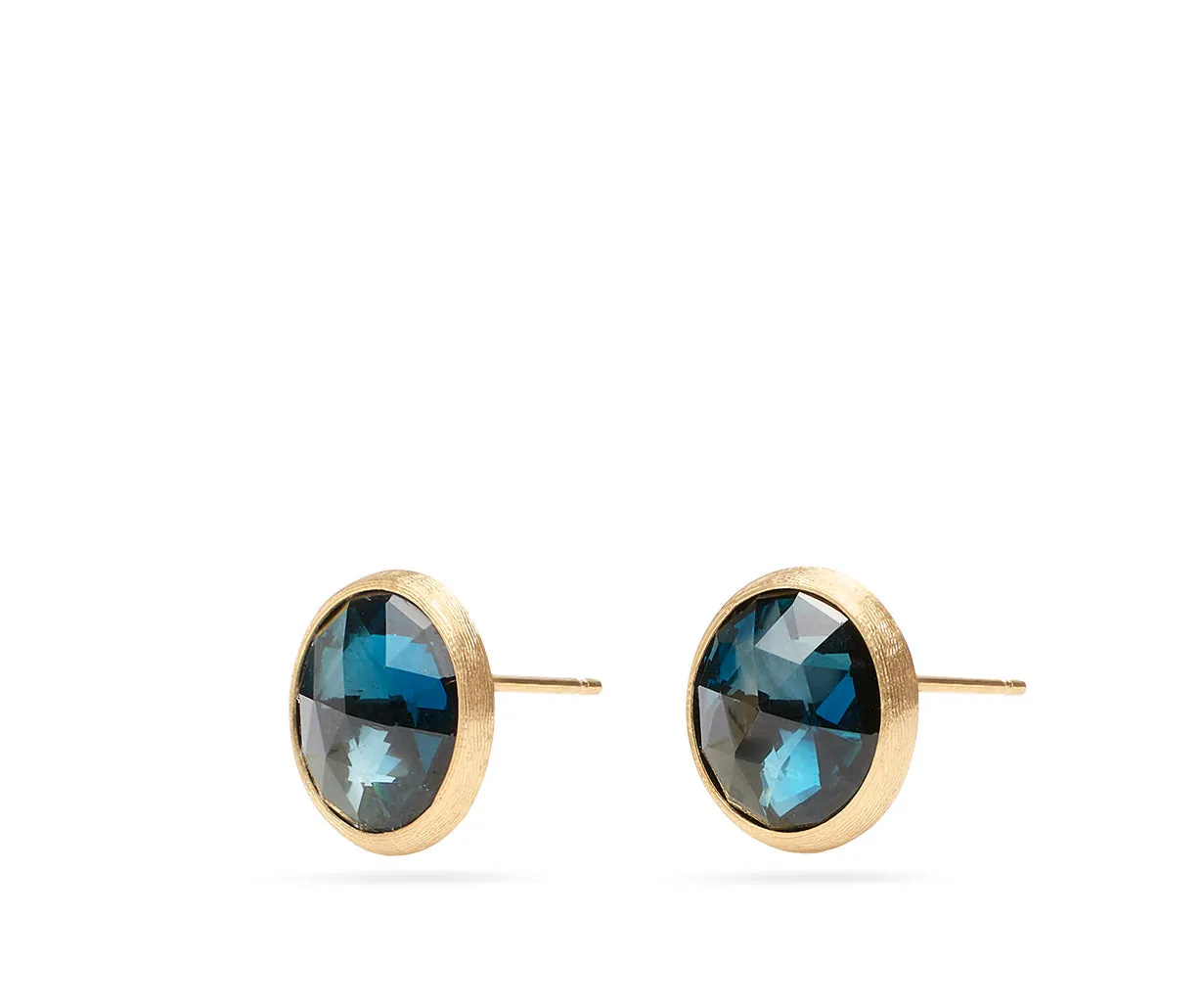 18K Yellow Gold Gemstone Stud Large Earrings