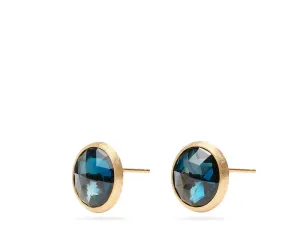18K Yellow Gold Gemstone Stud Large Earrings