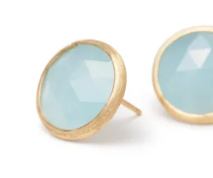 18K Yellow Gold Gemstone Stud Large Earrings