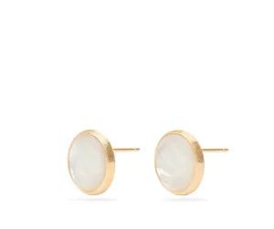 18K Yellow Gold Gemstone Stud Large Earrings