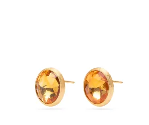 18K Yellow Gold Gemstone Stud Large Earrings