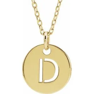 18K Yellow Gold-Plated Sterling Silver Initial D 10 mm Disc 16-18" Necklace