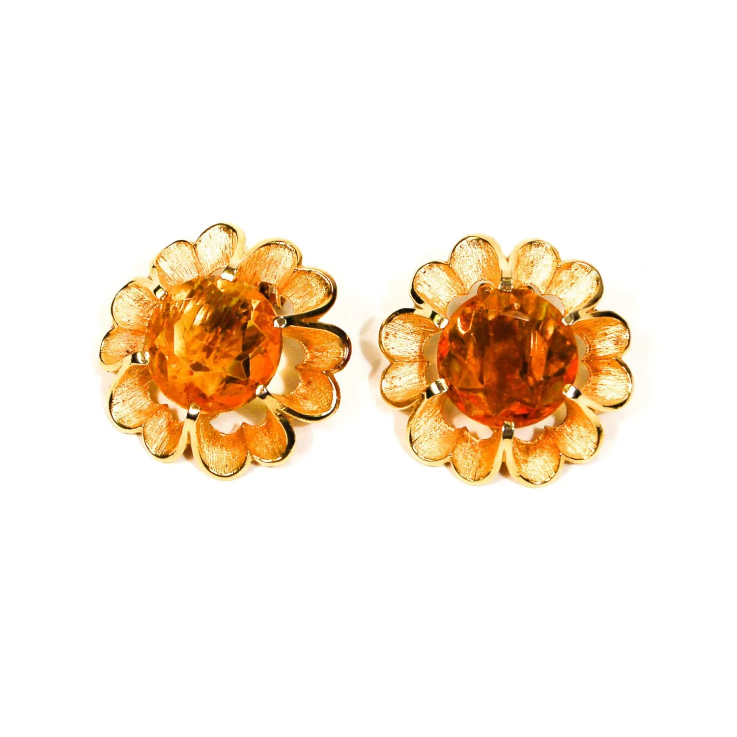 1960's Amber Flower Earrings by Judy Lee